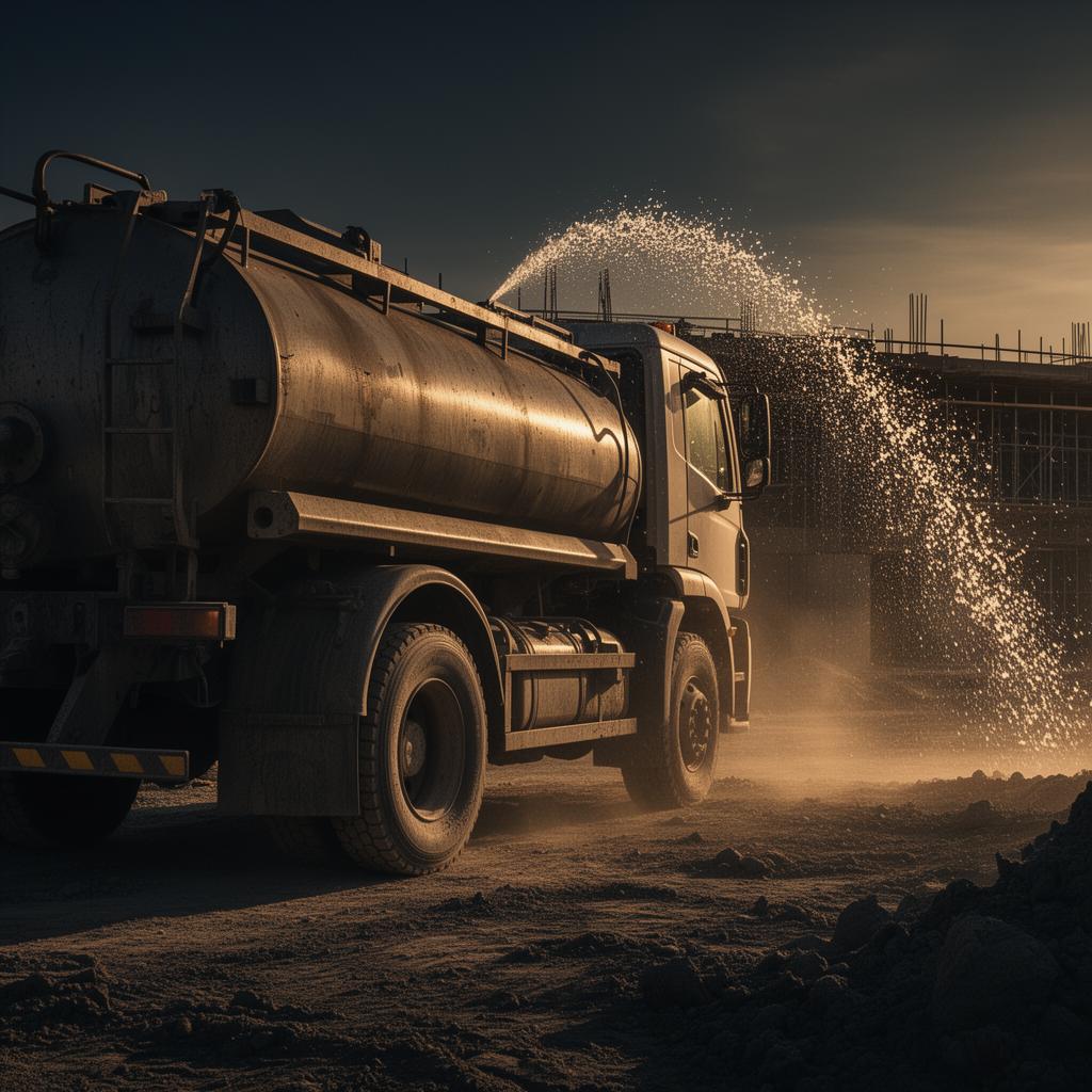 4,000-gallon construction water truck for dust suppression and compaction water rental from Standard Rents in Hudson Ohio